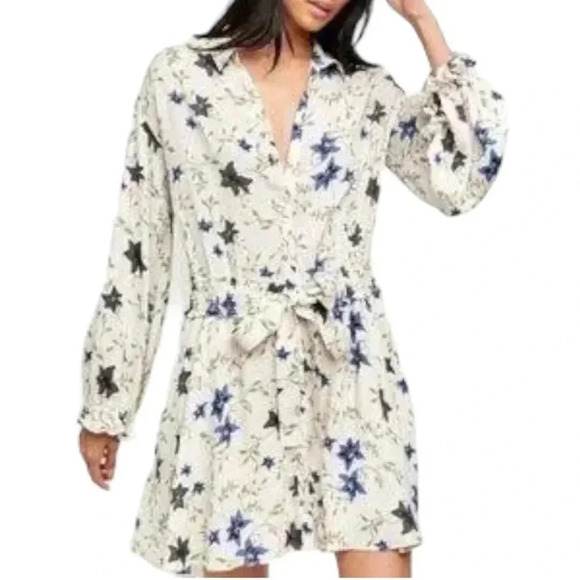FREE PEOPLE | Lighten Up Tea Combo Floral Print Mini Shift Dress Size M - Picture 3 of 12